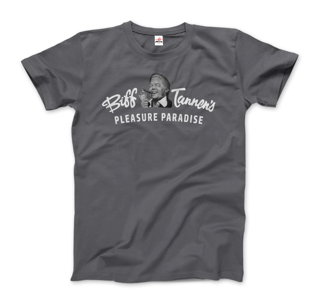 Biff Tannen's Pleasure Paradise Dusted Logo Back to the Future t-shirt by Art-O-Rama Shop