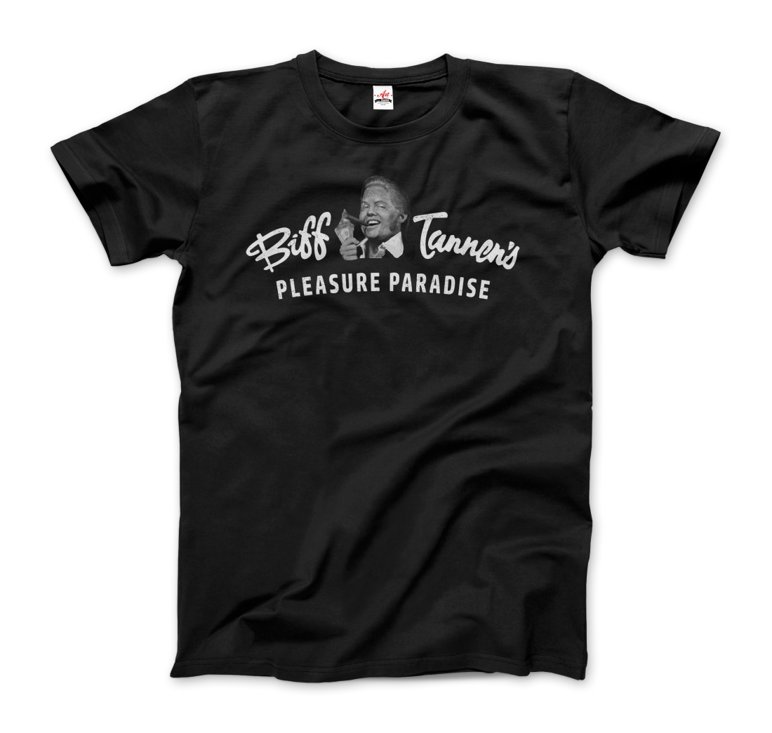 Biff Tannen's Pleasure Paradise Dusted Logo Back to the Future t-shirt by Art-O-Rama Shop