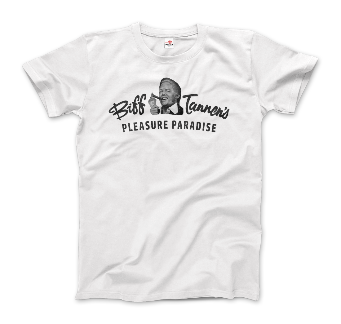 Biff Tannen's Pleasure Paradise Dusted Logo Back to the Future t-shirt by Art-O-Rama Shop