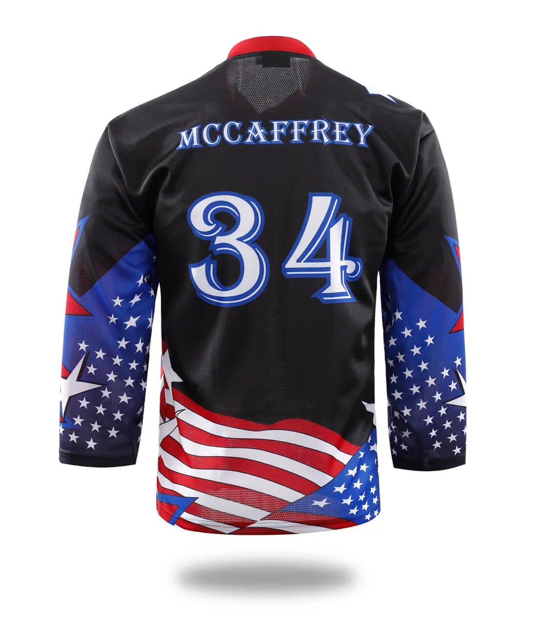 Custom Black USA Flag Ice Hockey Jersey by Vimost Sportswear