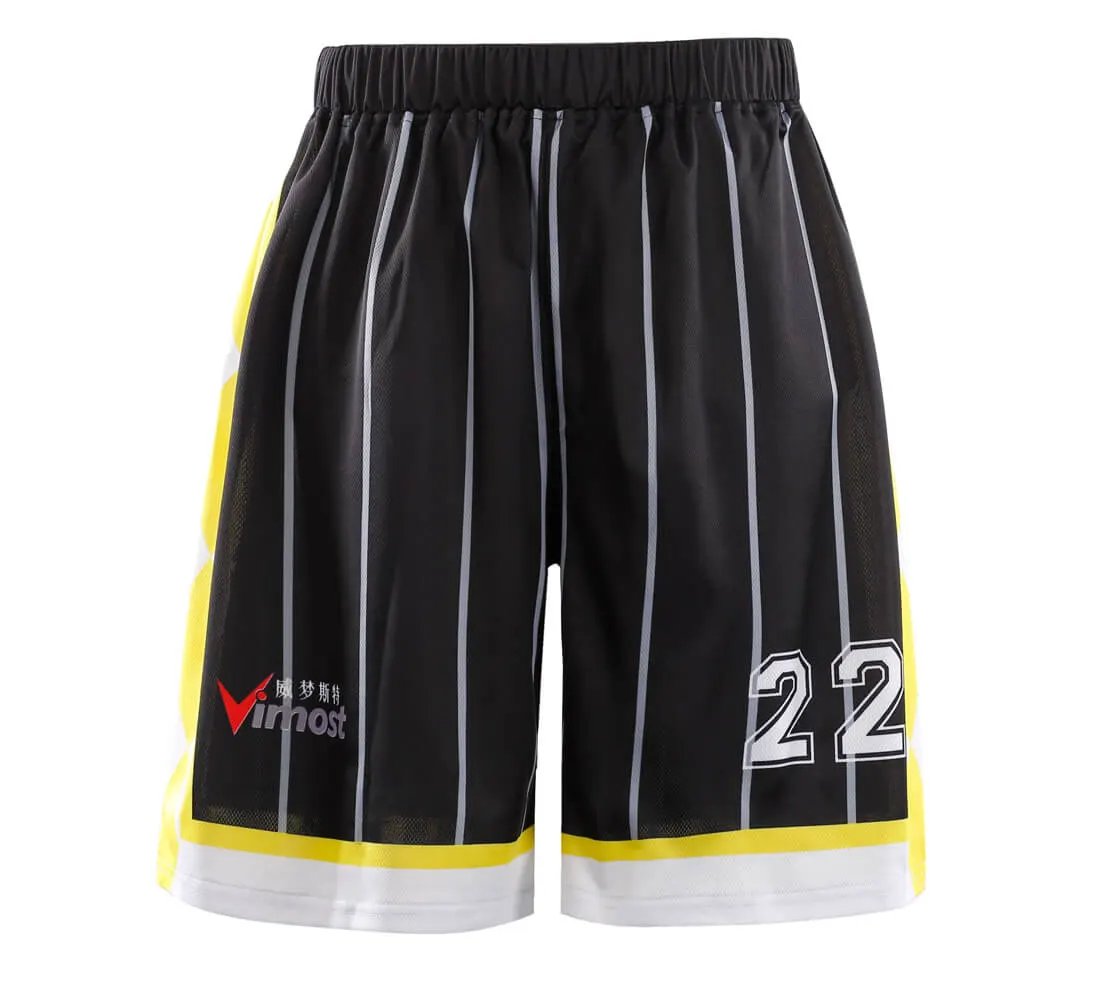 Custom Black Stripe Basketball Jersey and Shorts by Vimost Sportswear