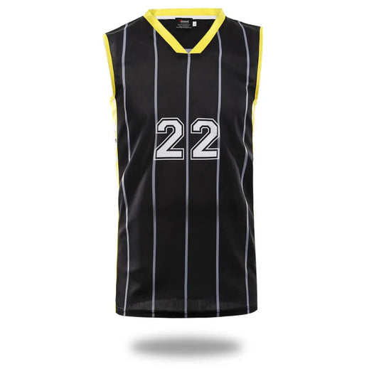 Custom Black Stripe Basketball Jersey and Shorts by Vimost Sportswear