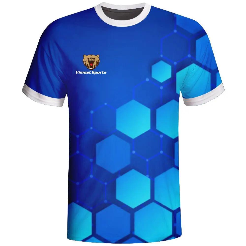 Blue Hexagon Esports Jersey with Name and Number by Vimost Sportswear