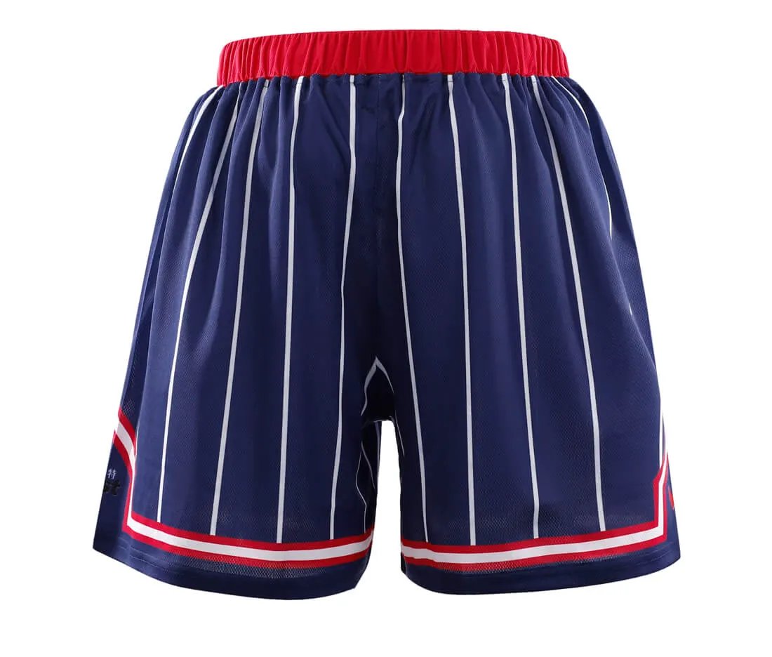 Custom Blue Stripe Basketball Jersey and Shorts by Vimost Sportswear