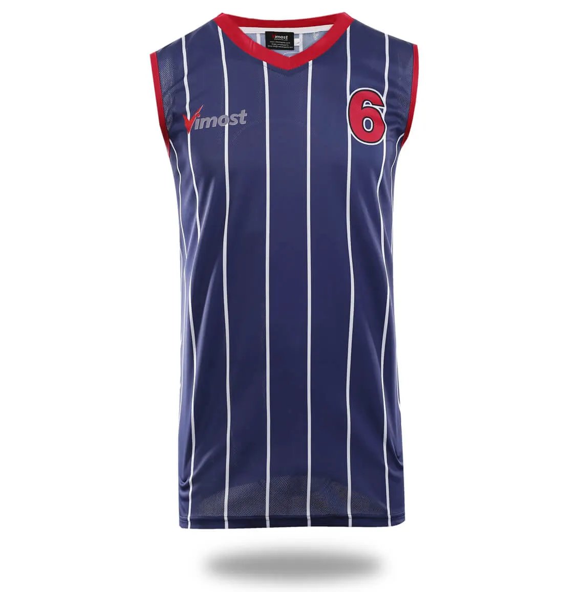 Custom Blue Stripe Basketball Jersey and Shorts by Vimost Sportswear
