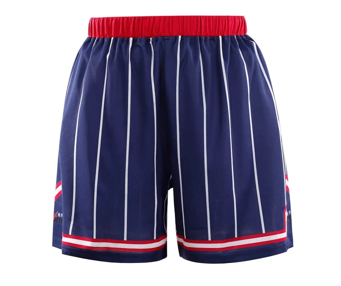 Custom Blue Stripe Basketball Jersey and Shorts by Vimost Sportswear