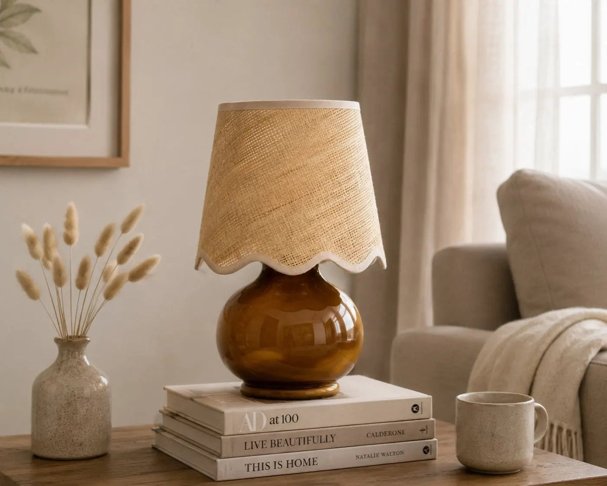 Benton Handmade Ceramic Table Lamp with Cotton Shade by TORONATA