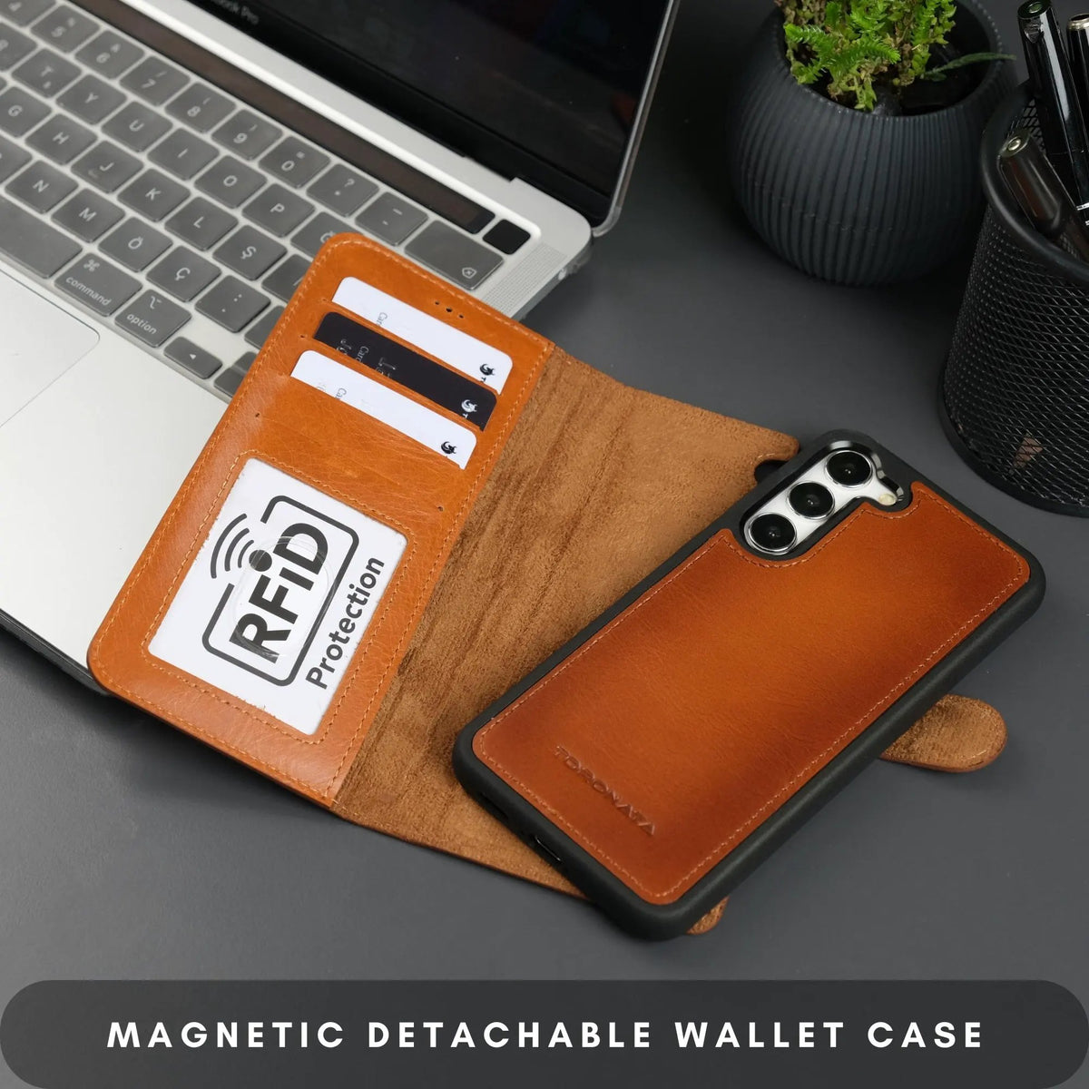 Buffalo Leather Samsung Galaxy S24 Plus Wallet with Detachable Case by TORONATA