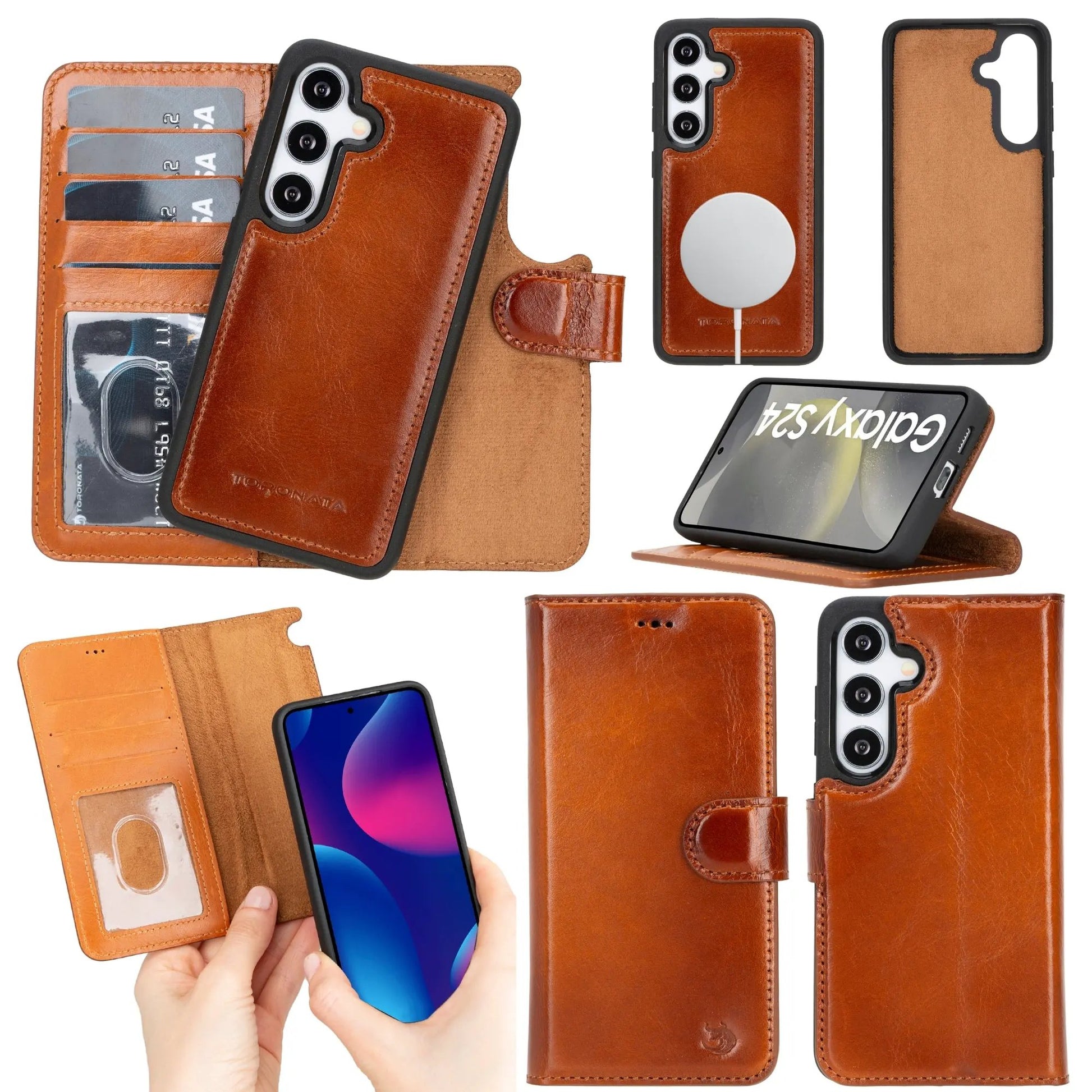 Buffalo Leather Samsung Galaxy S24 Wallet with Detachable Case by TORONATA