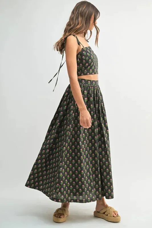 MABLE Floral Crop Top and Skirt Set by MABLE