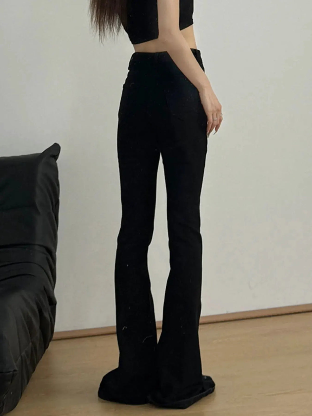 High-Waisted Slit Flare Jeans by Partner Label