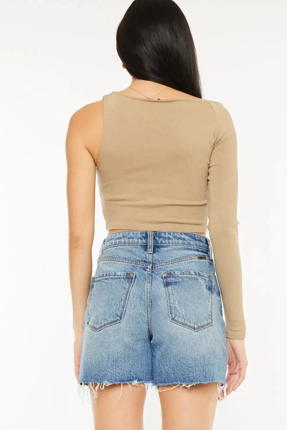 Kancan Full Size Raw Hem High Waist Denim Shorts by Kancan