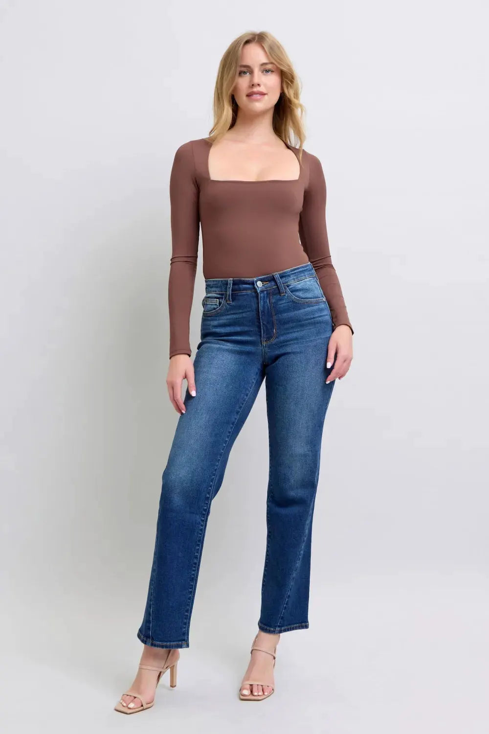 Judy Blue Full Size Side Seam Detail Straight Jeans with Pockets by Judy Blue