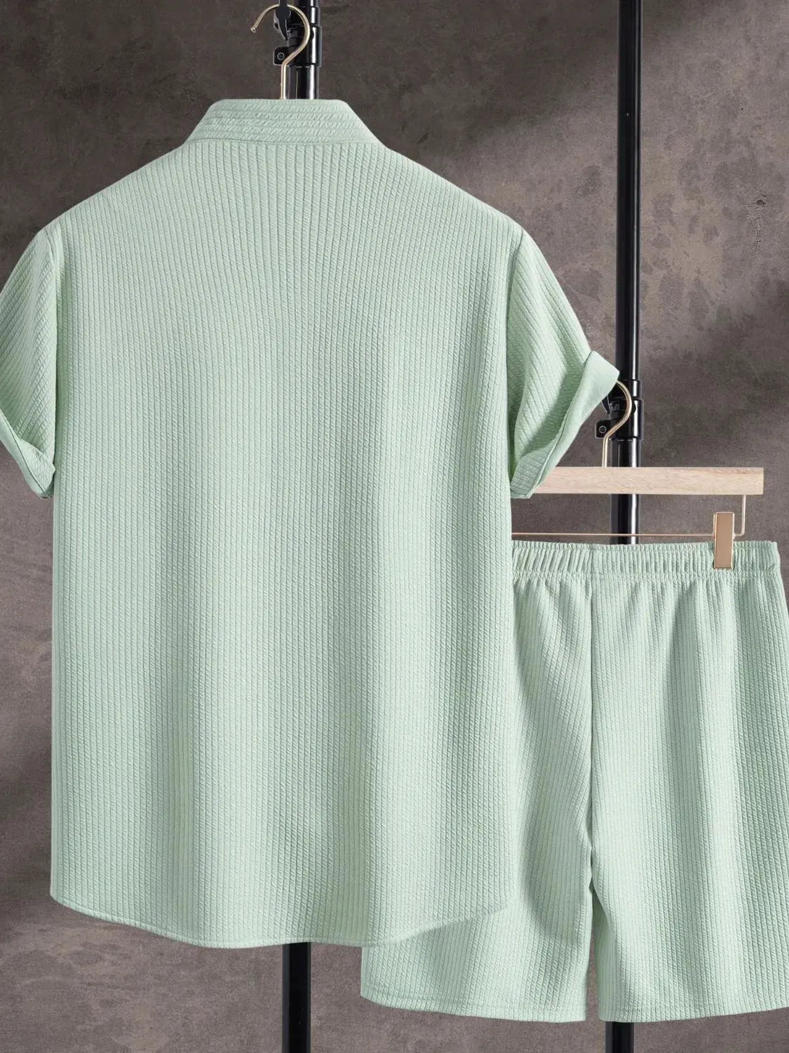 Men's Ribbed Short Sleeve Shirt and Shorts Set by Trendsi