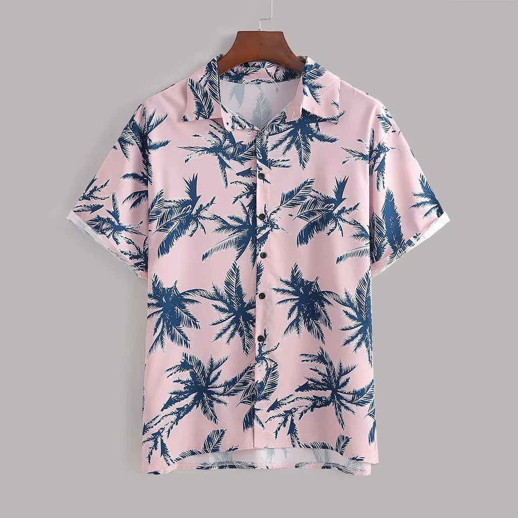 Men's Full Size Tropical Print Hawaiian Style Top and Shorts Set Plus Size by Trendsi