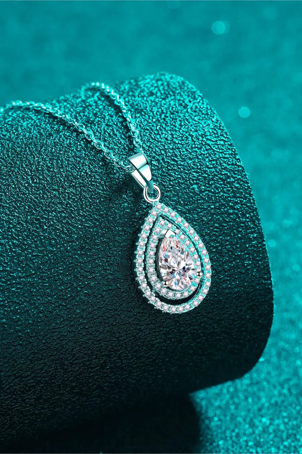 1 Carat Moissanite Teardrop Pendant Necklace by Partner Labels