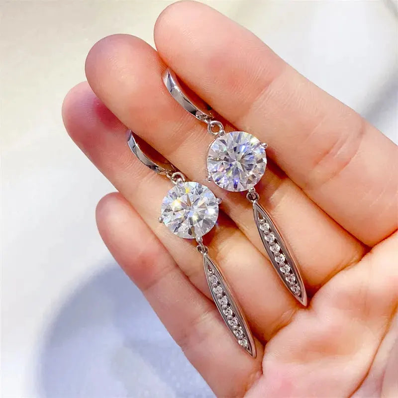 10 Carat Moissanite 925 Sterling Silver Earrings by Partner Label