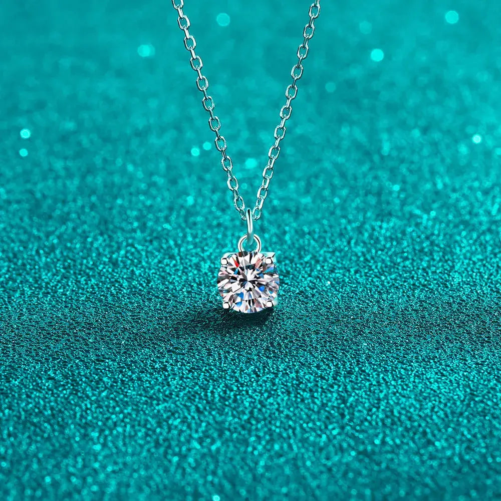 1 Carat Moissanite 925 Sterling Silver Necklace by Partner Label