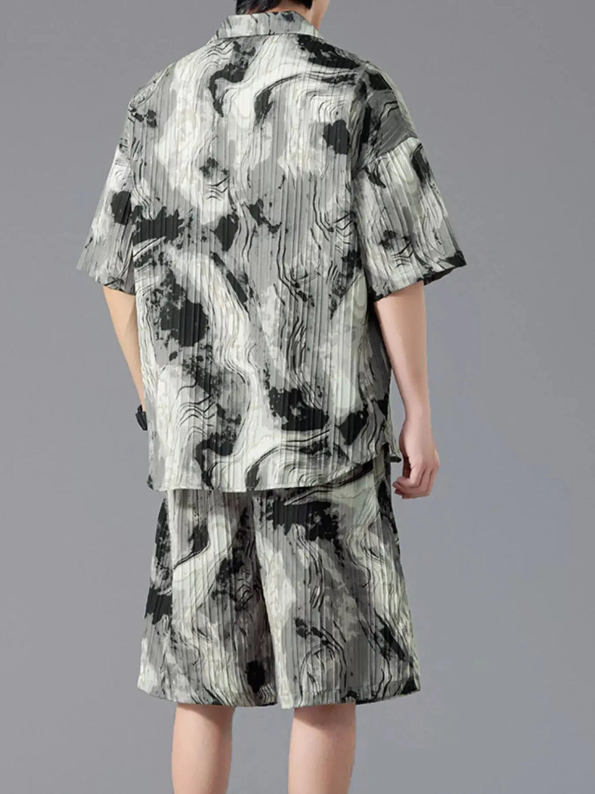 Men's Full Size Tie-Dye Casual Shirt and Shorts Set Plus Size by Trendsi