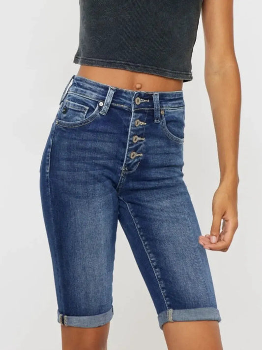 Kancan Full Size Cat's Whiskers Button Fly Denim Shorts by Kancan