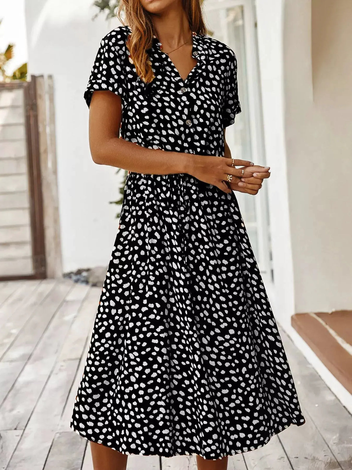 Animal Print Short Sleeve Dress by Partner Label