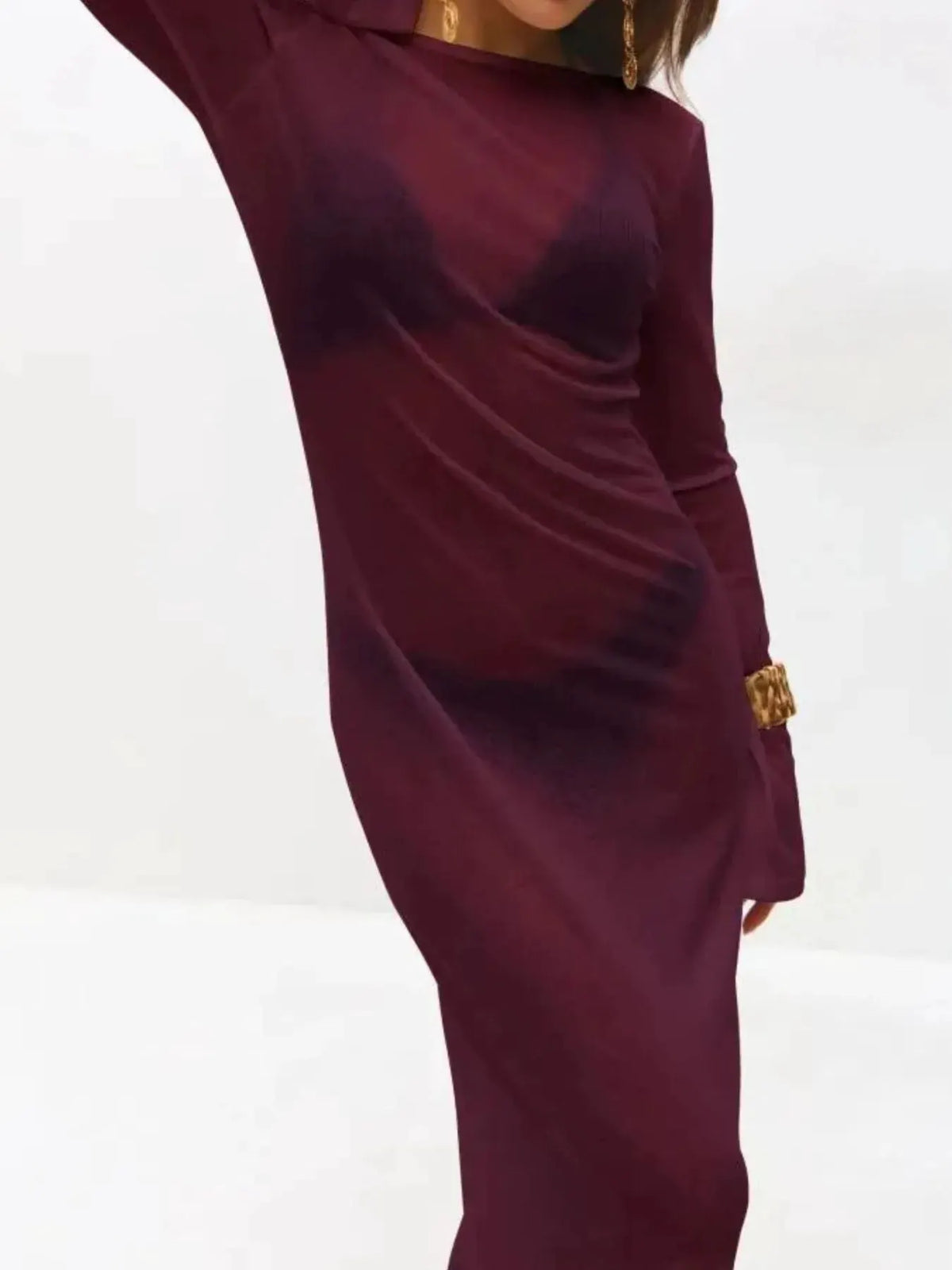 Backless Long Sleeve Maxi Cover-Up by Partner Labels