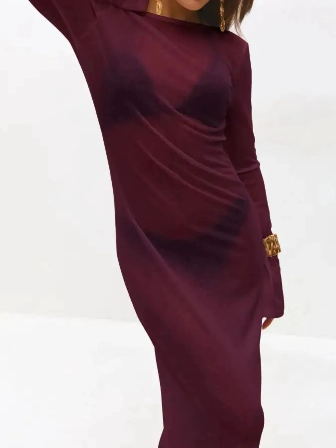 Backless Long Sleeve Maxi Cover-Up by Partner Labels