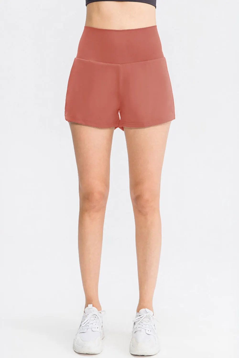 Wide Waistband Sports Shorts with Pockets by Partner Label