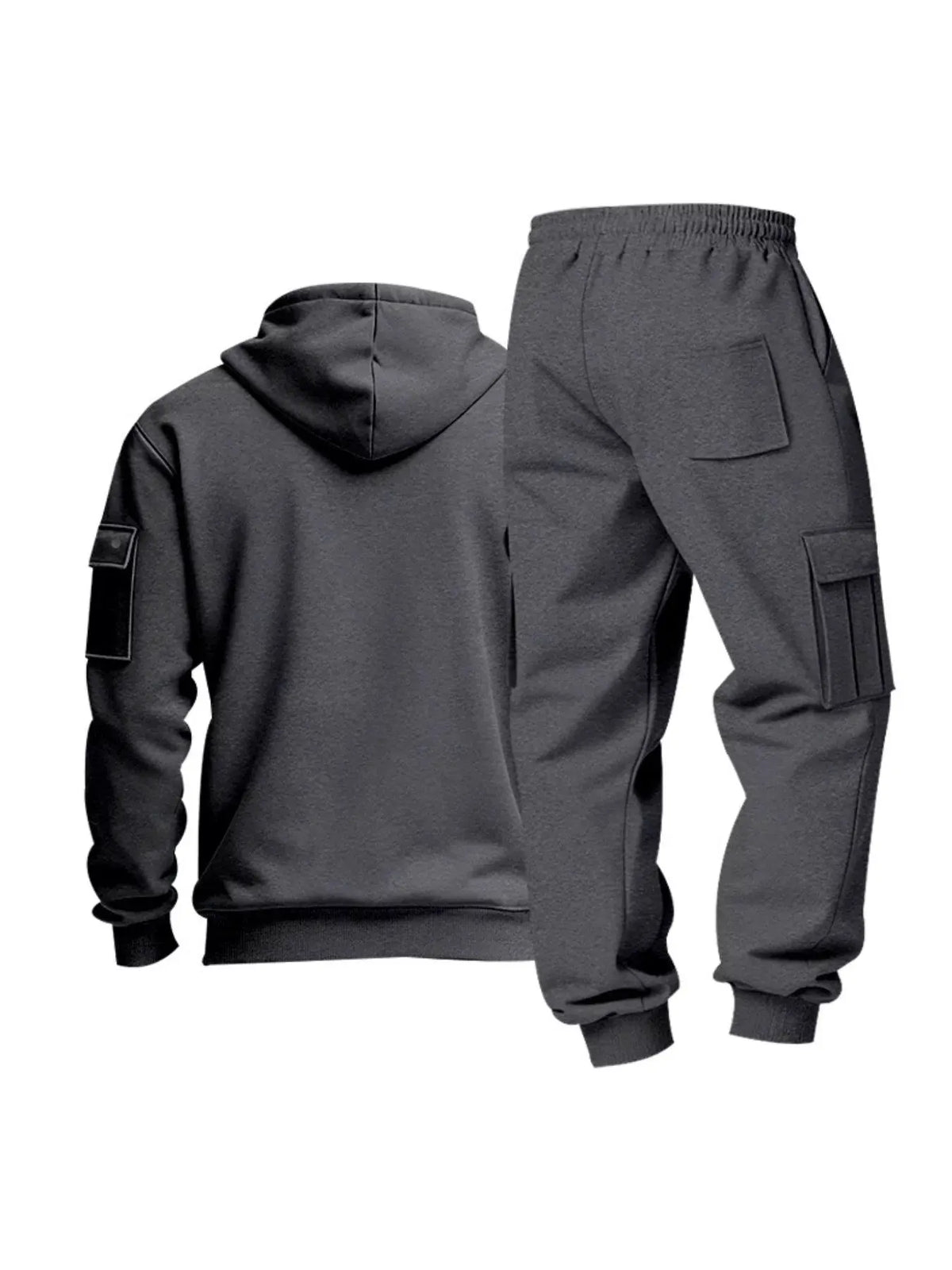 Men's Full Size Half Zip Hoodie and Cargo Pants Set Plus Size by Trendsi