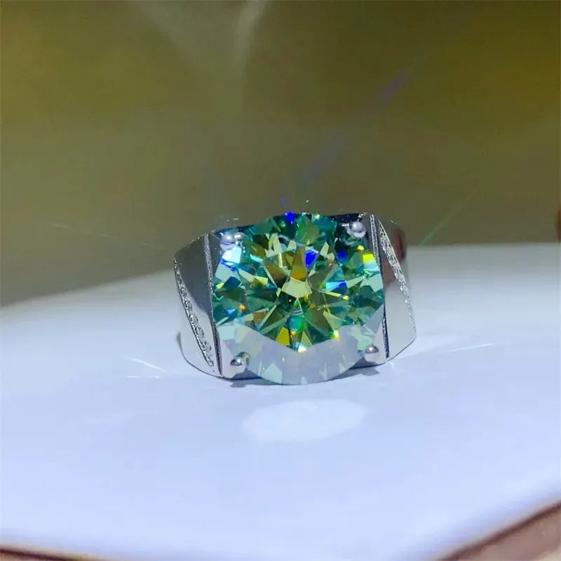 10 Carat Moissanite 925 Sterling Silver Signet Ring by Partner Label