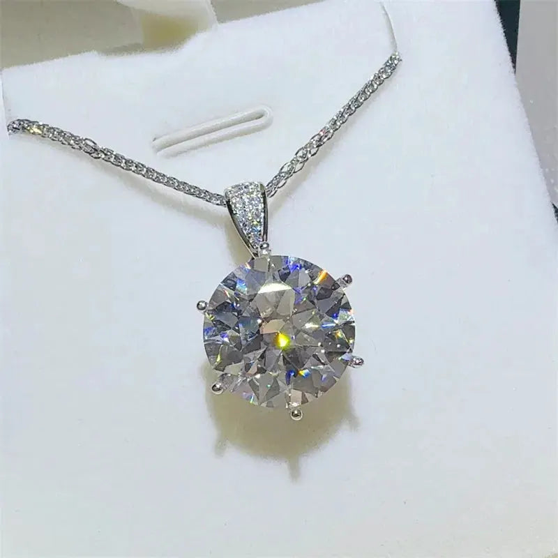 10 Carat Moissanite 925 Sterling Silver Pendant Necklace by Partner Labels