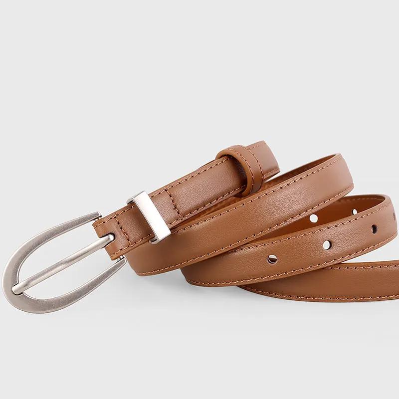 Leather Skinny Belt by Trendsi