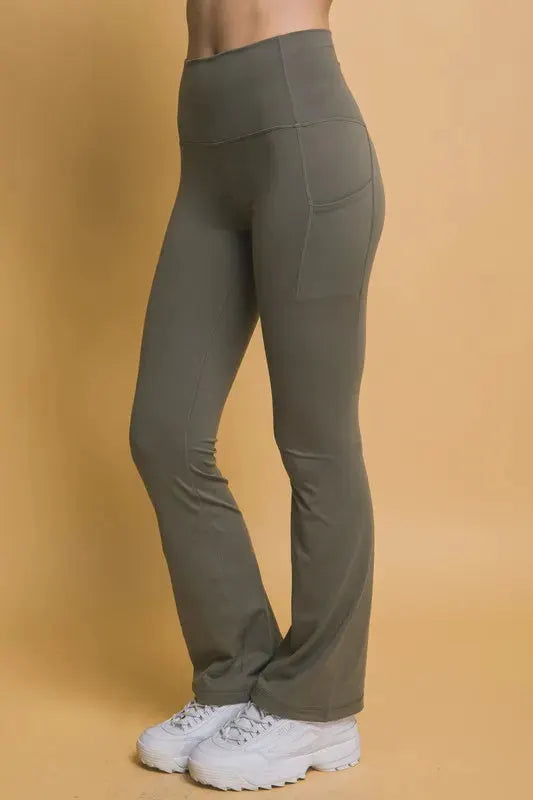 Love Tree High Waist Flare Active Leggings with Side Pockets by Partner Label