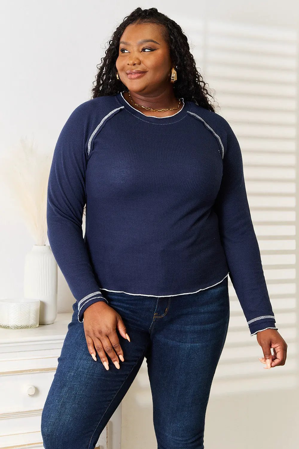 Basic Bae Long Raglan Sleeve Round Neck Top by Basic Bae
