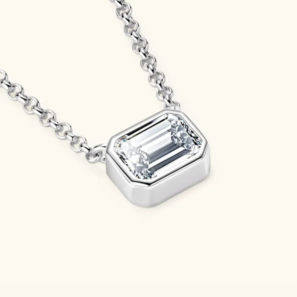 1 Carat Moissanite 925 Sterling Silver Pendant Necklace by Partner Labels