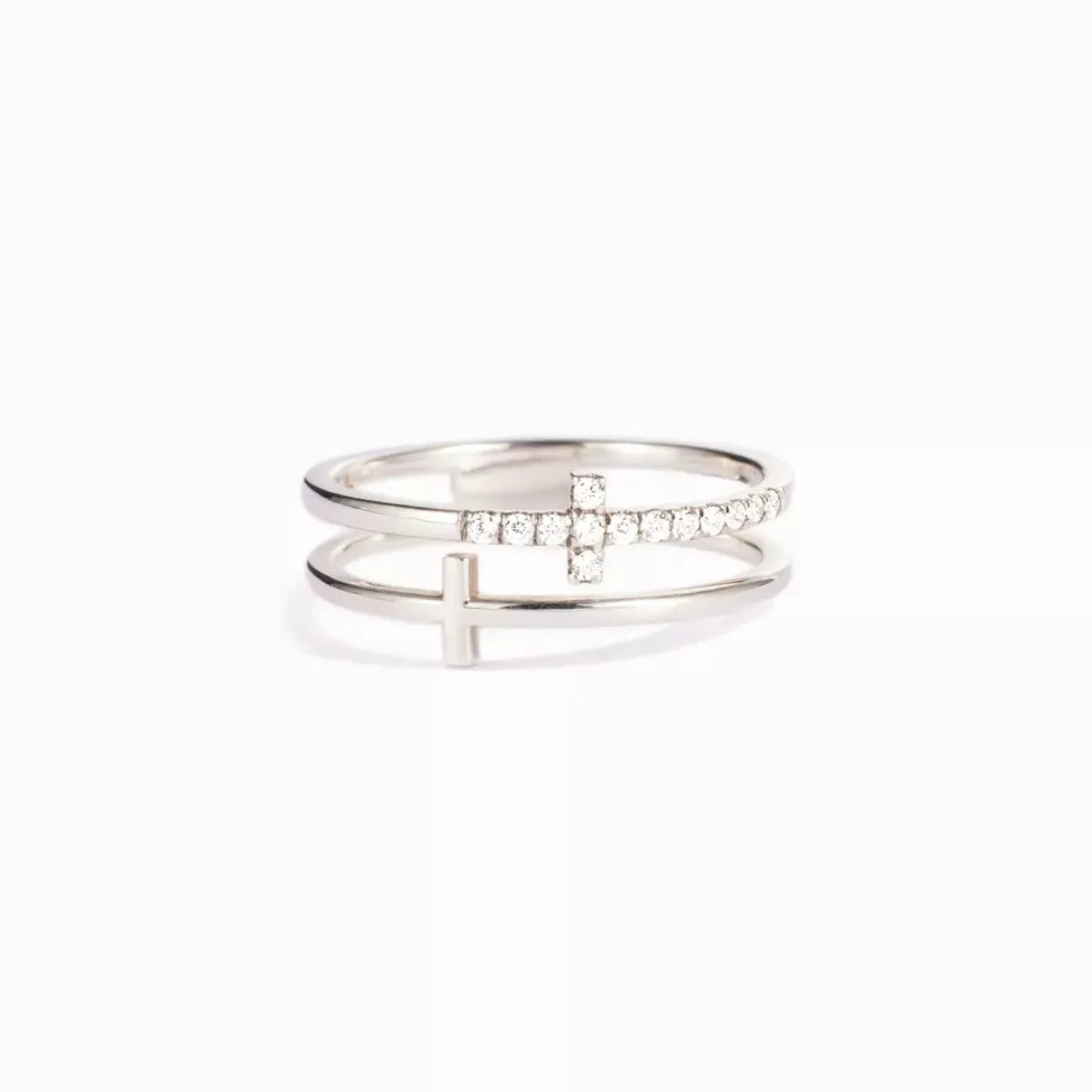 Double Band Cross Ring by Partner Label