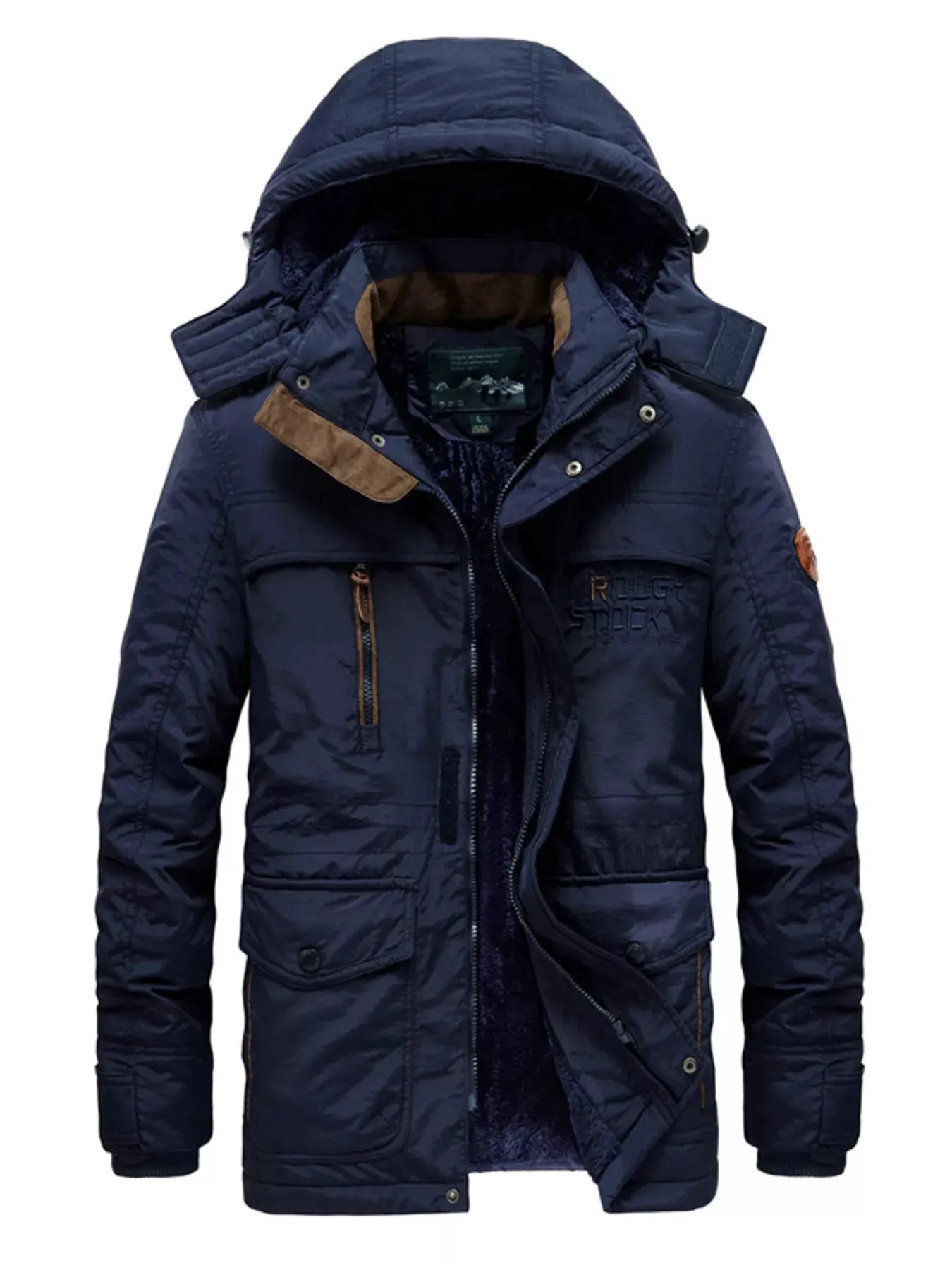 Men's Plus Size Zip Up Hooded Parka Coat by Partner Label