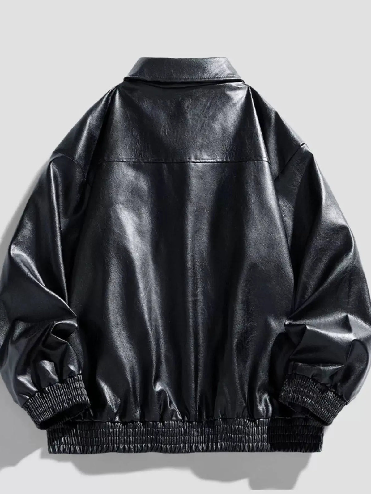 Men's Plus Size Zip Up Leather Jacket by Trendsi