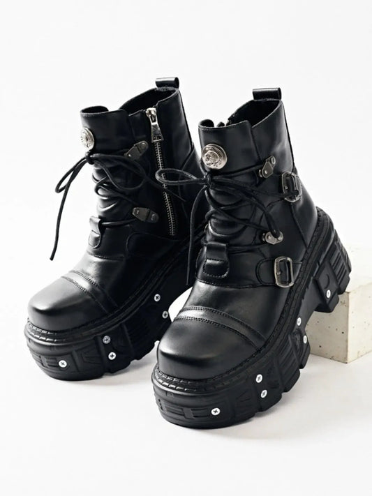 Lace Up Platform Boots by Partner Label