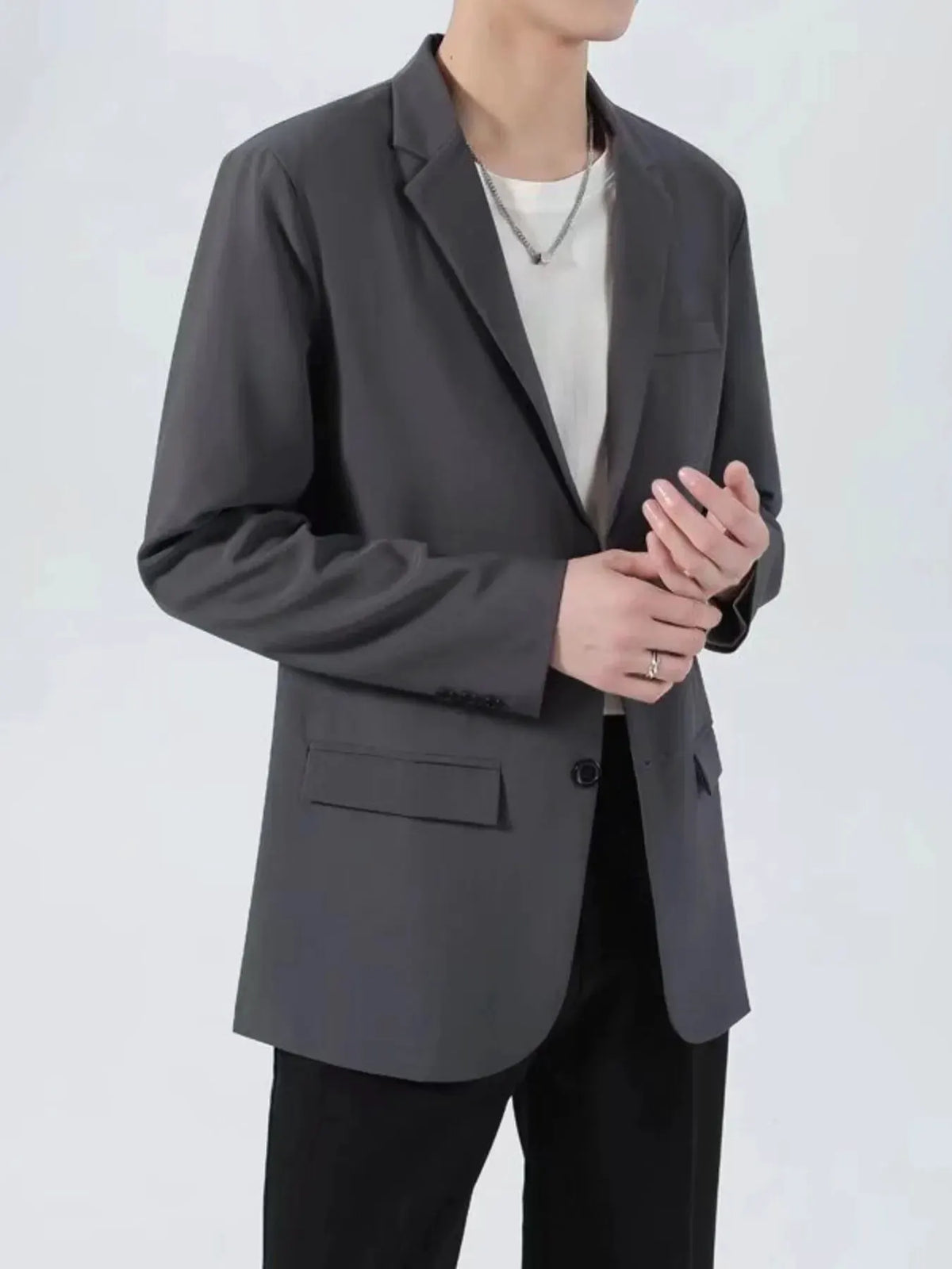 Men's Plus Size Classic Fit Two-Button Blazer by Trendsi