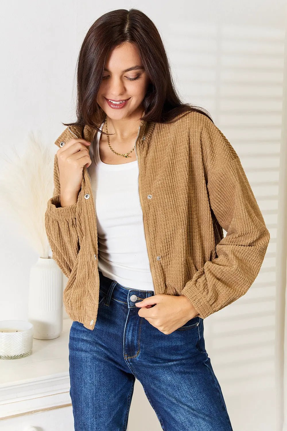 Perfee Long Sleeve Dropped Shoulder Jacket by Perfee