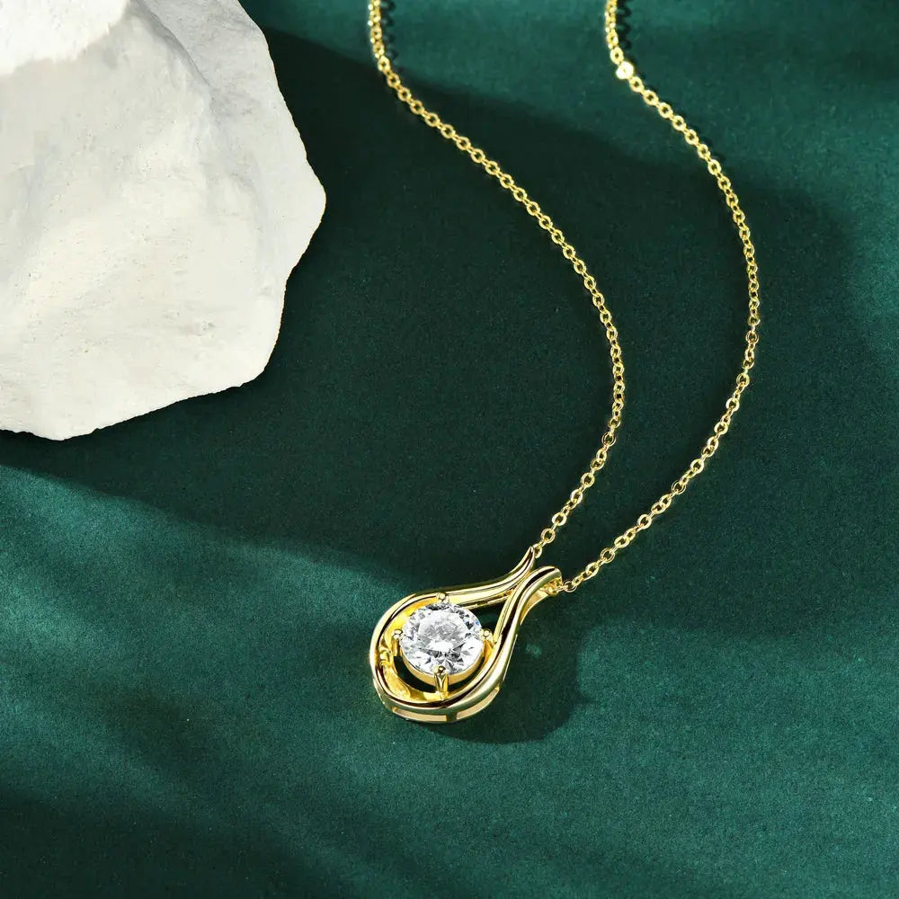 2 Carat Moissanite 925 Sterling Silver Pendant Necklace by Partnel Label