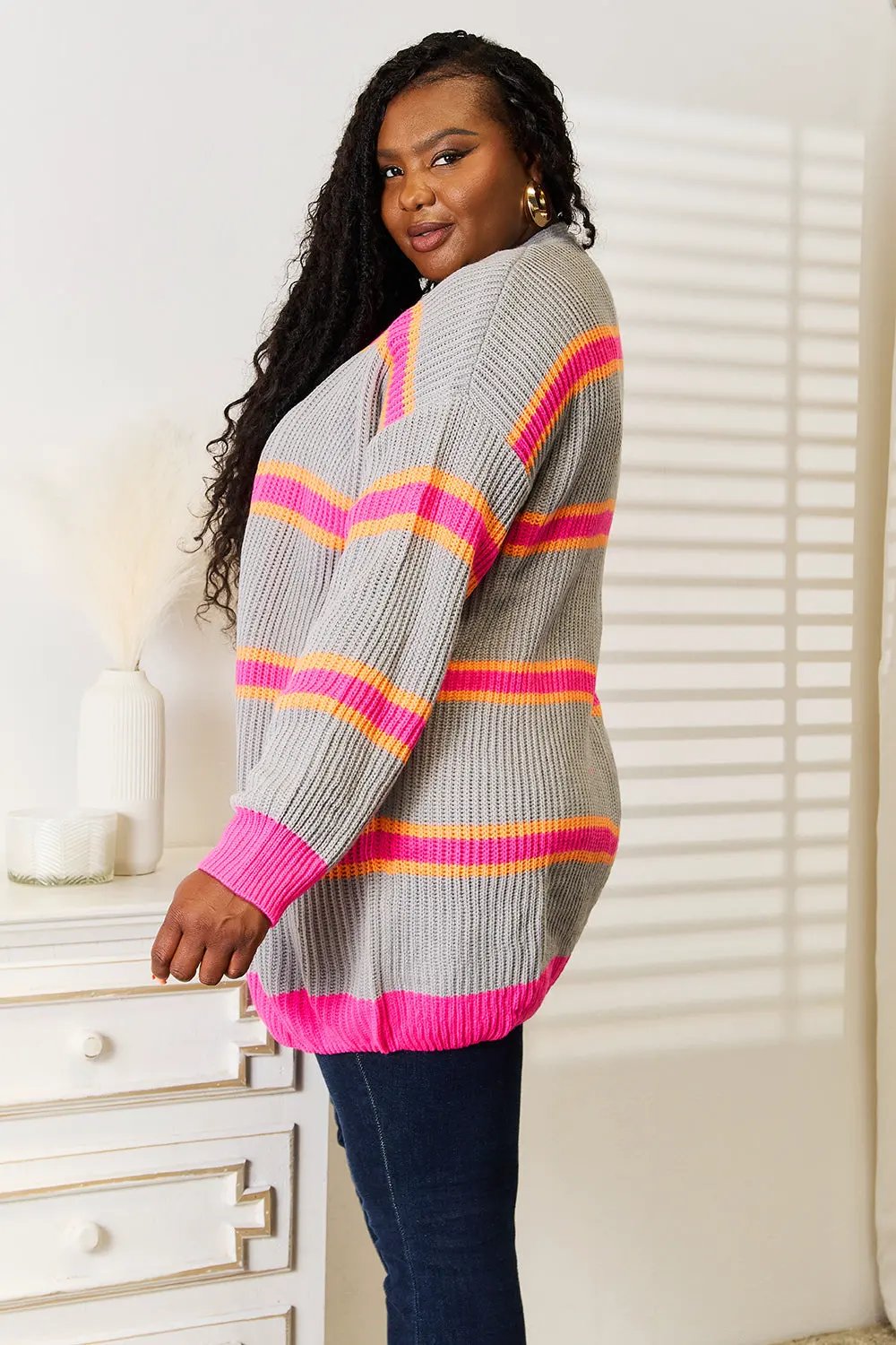 Woven Right Ribbed Long Sleeve Cardigan by Woven Right