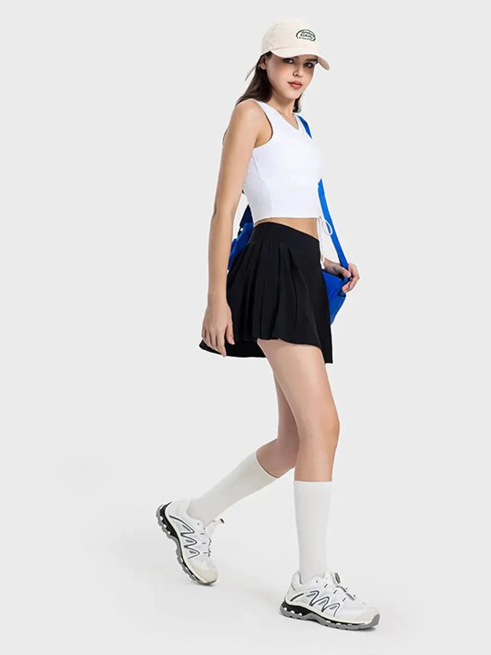 Millennia Pleated Detail Mid-Rise Waist Active Skirt by Millennia