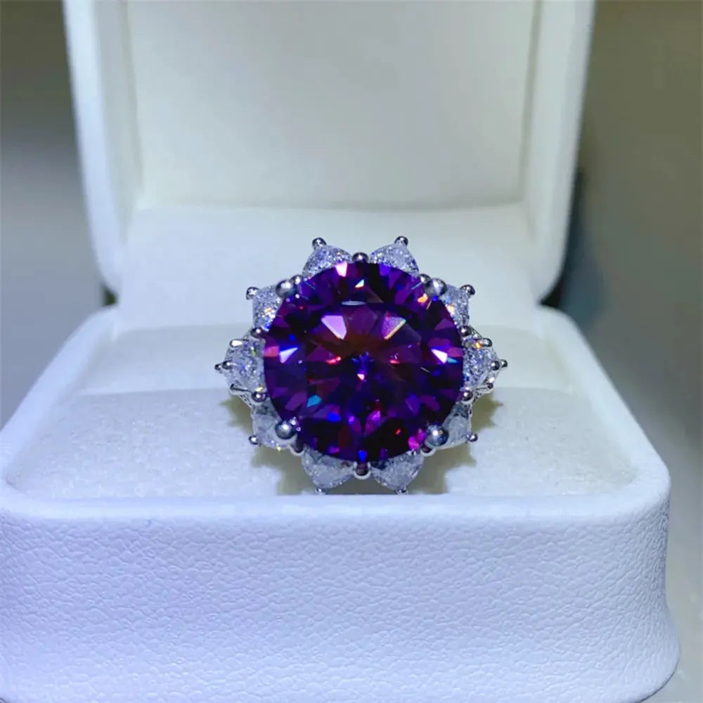 10 Carat Moissanite 925 Sterling Silver Flower Shape Ring by Partner Label