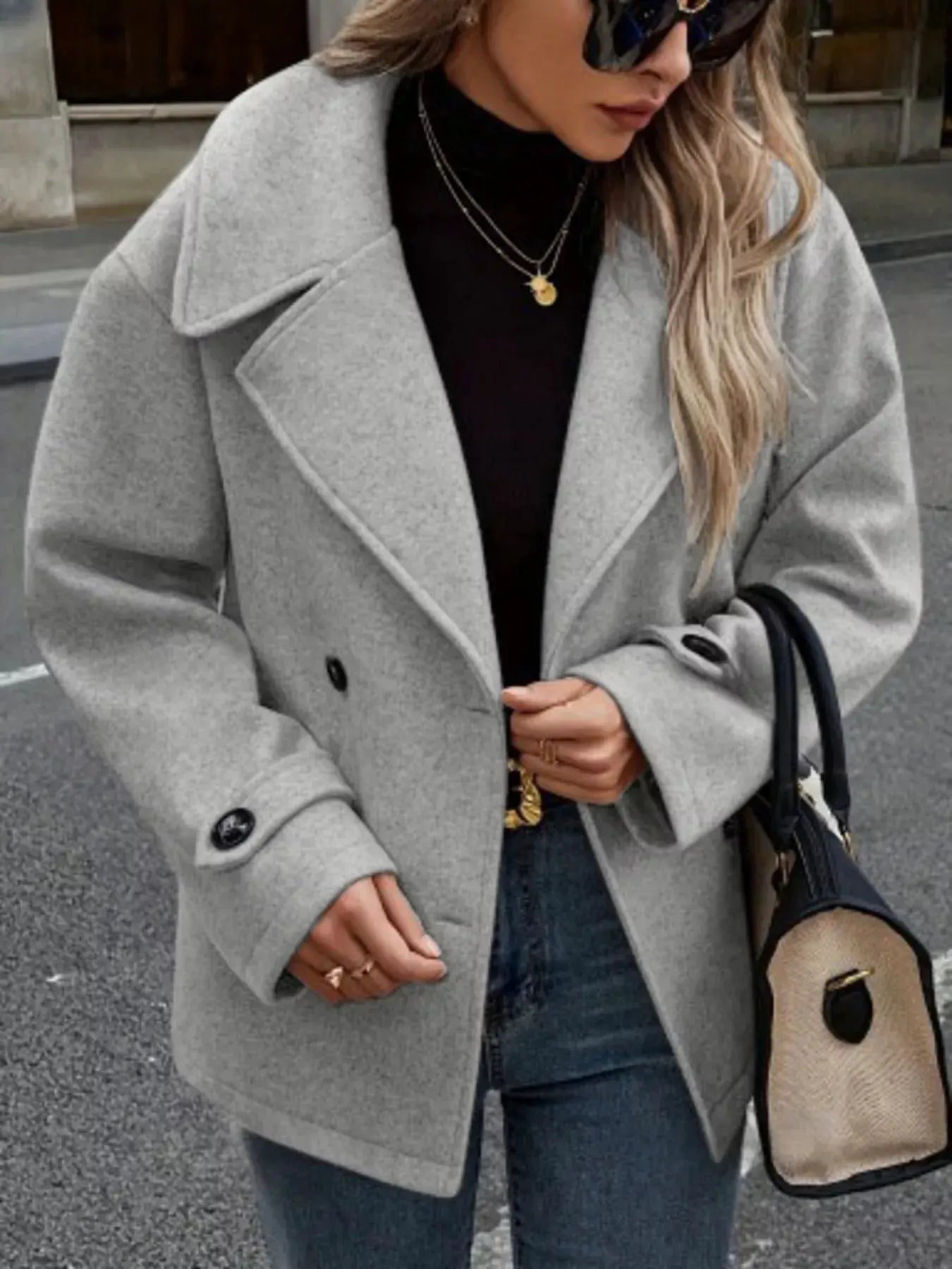Double-Breasted Wool Blend Casual Jacket by Partner Label