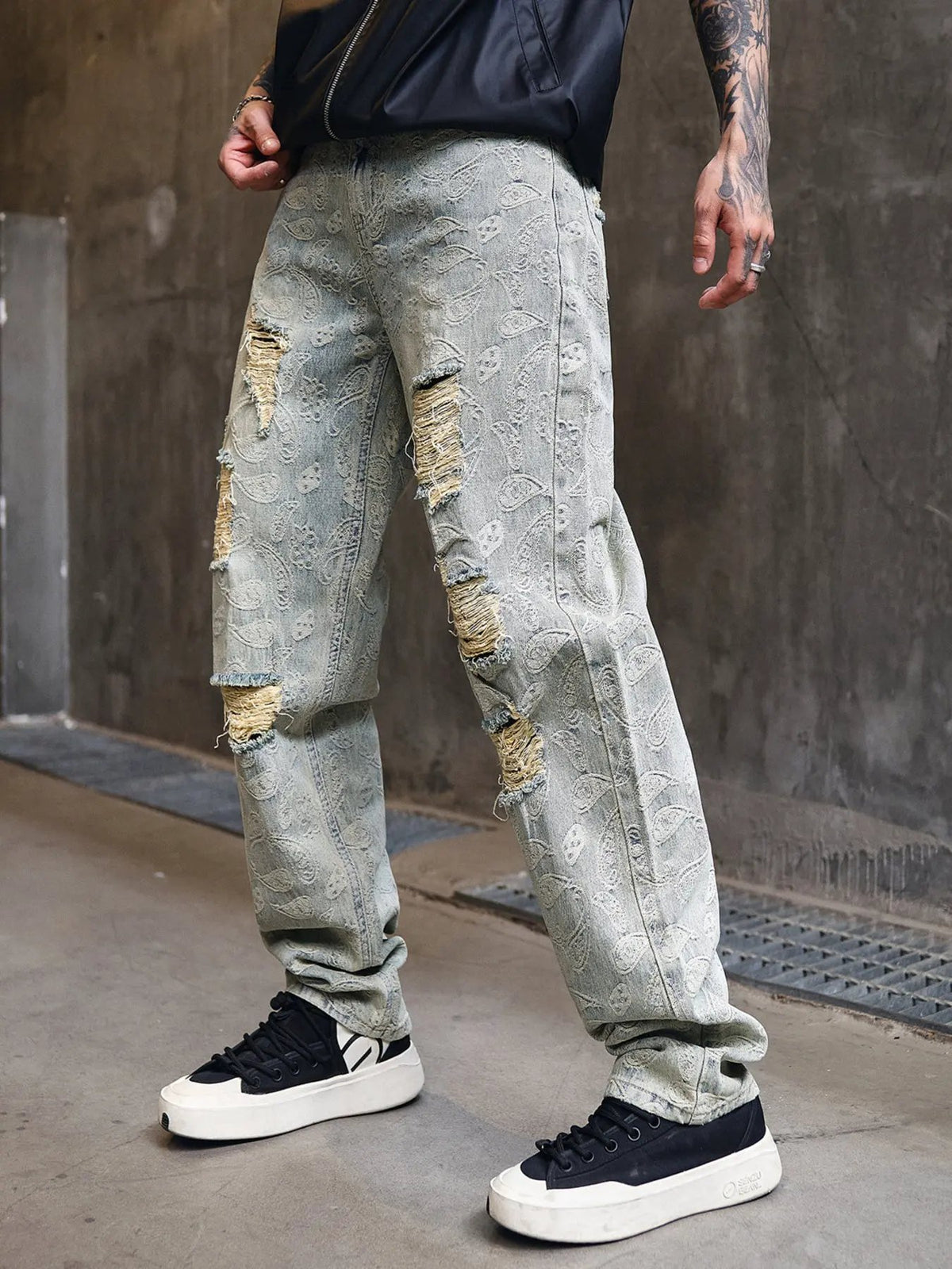 Men's Full Size Distressed Wide-Leg Jeans Plus Size by Partner Label