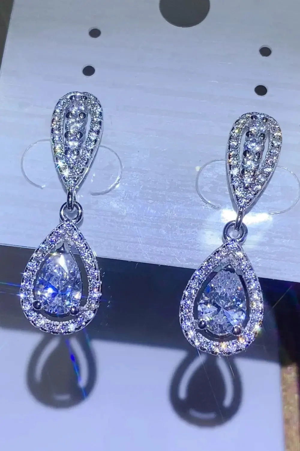 2 Carat Moissanite 925 Sterling Silver Teardrop Earrings by Partner Label