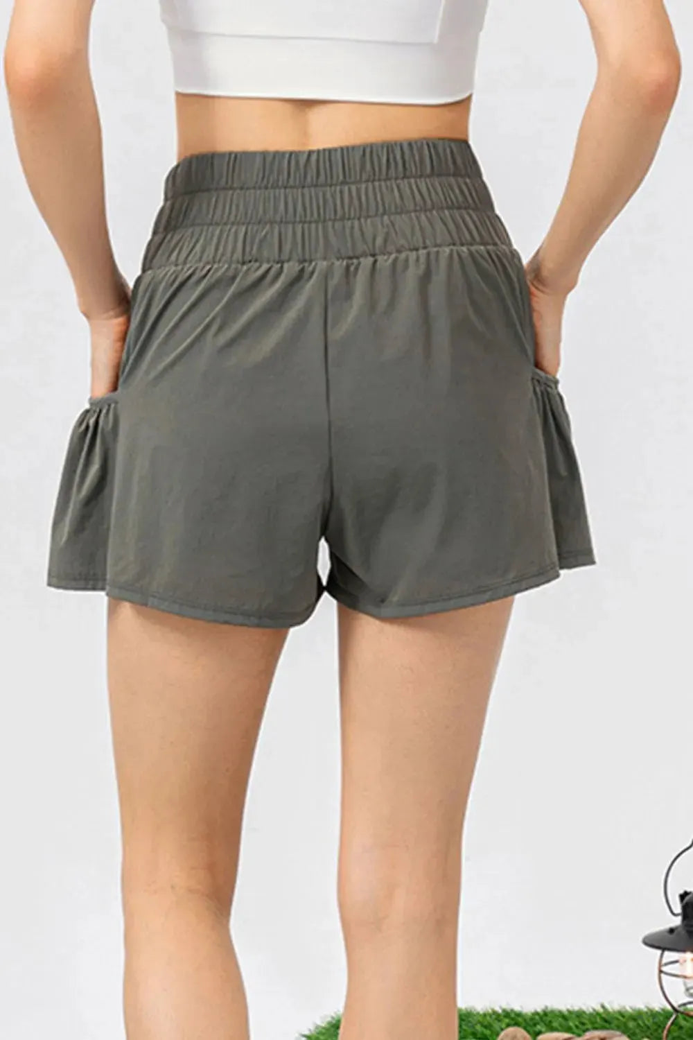 Elastic Waist Pocketed Active Shorts by Partner Label