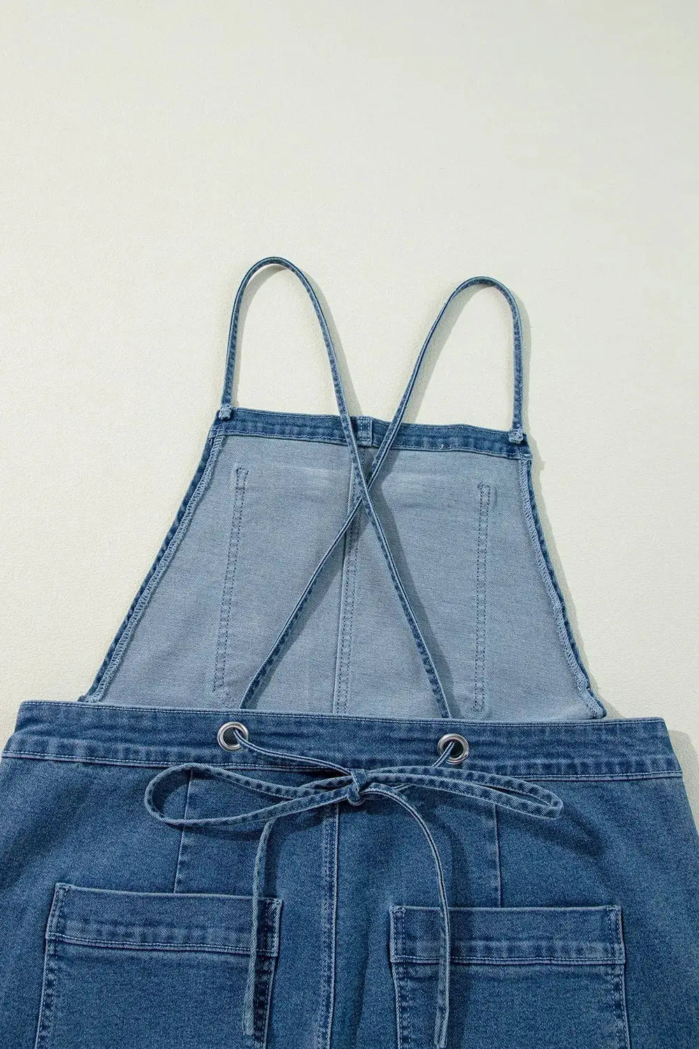 Adjustable Tie Straps Wide Leg Denim Overalls by Partner Labels